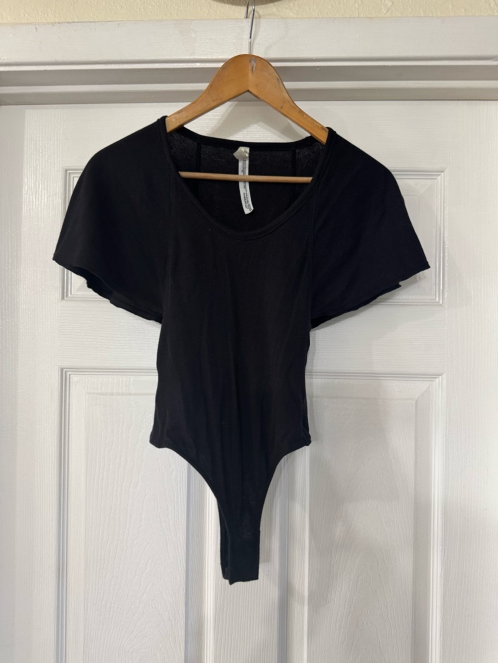 Free People Black Ribbed Scoop Neck Bodysuit